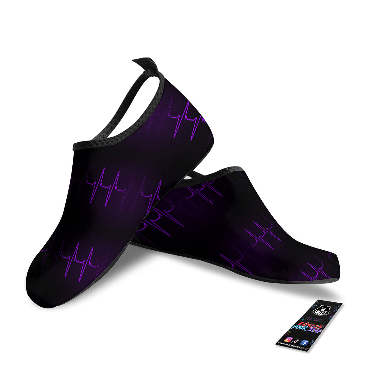 Heartbeat Purple Print Pattern Water Shoes-grizzshop