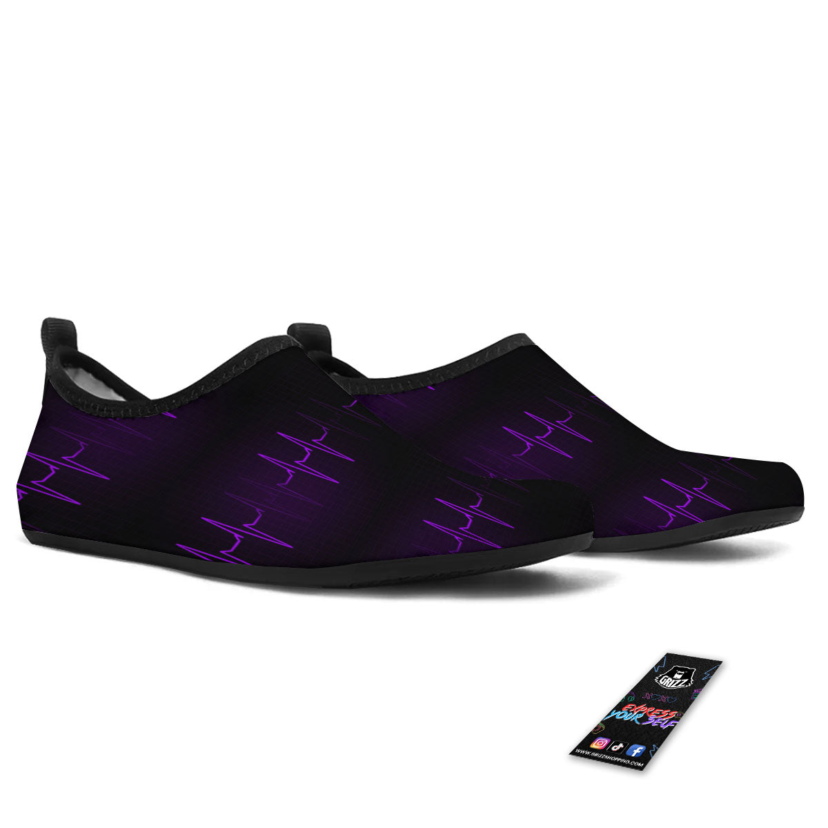 Heartbeat Purple Print Pattern Water Shoes-grizzshop