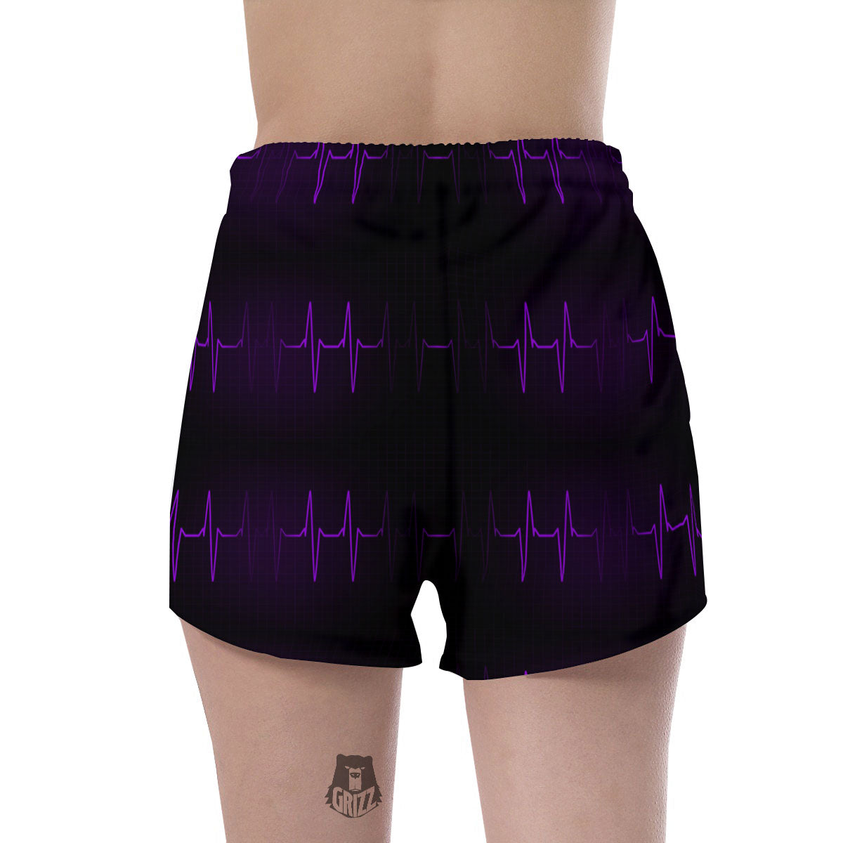 Heartbeat Purple Print Pattern Women's Shorts-grizzshop