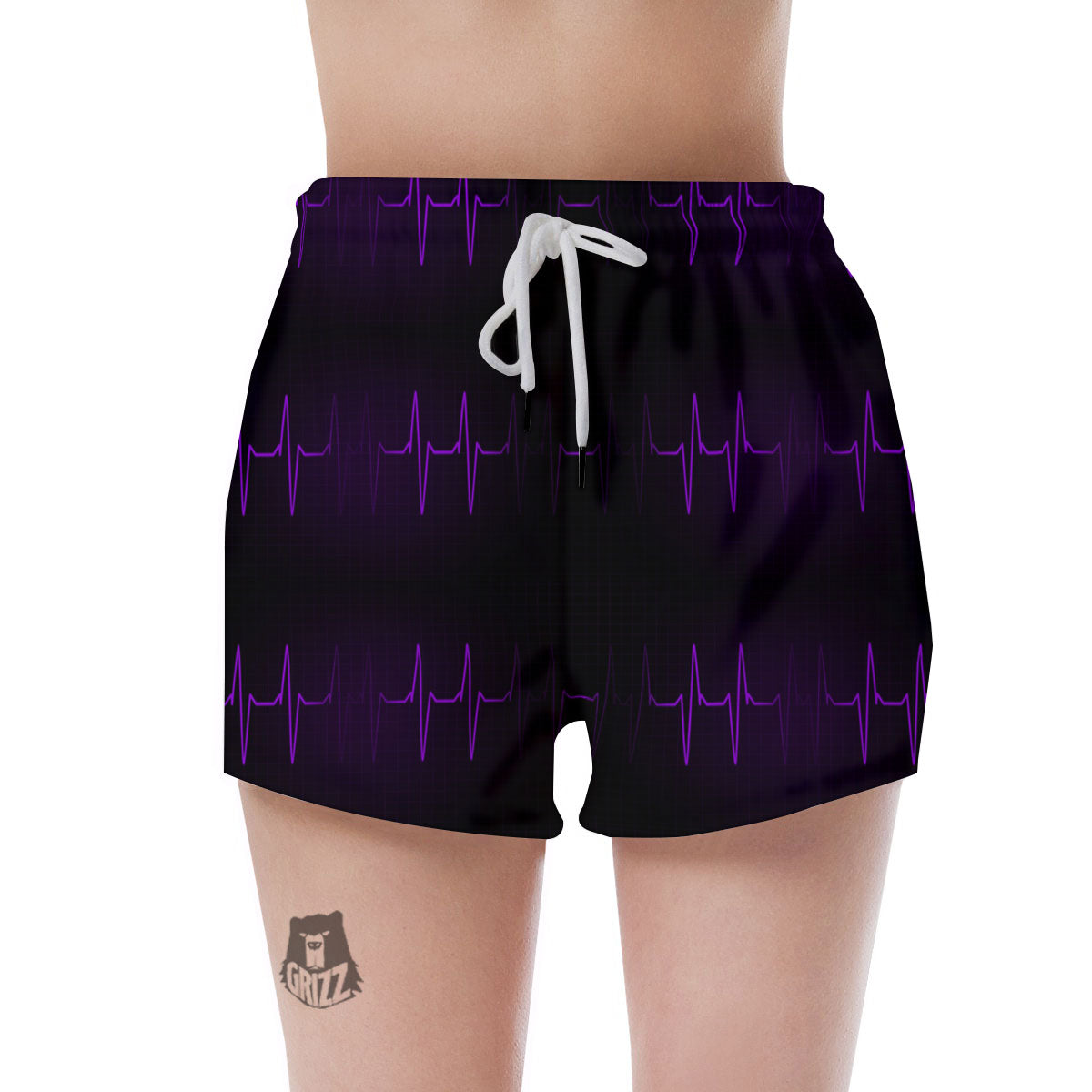 Heartbeat Purple Print Pattern Women's Shorts-grizzshop
