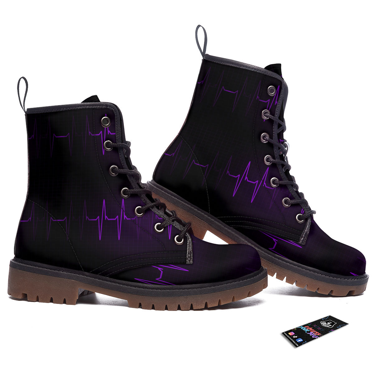 Heartbeat Purple Print Pattern Work Boots-grizzshop