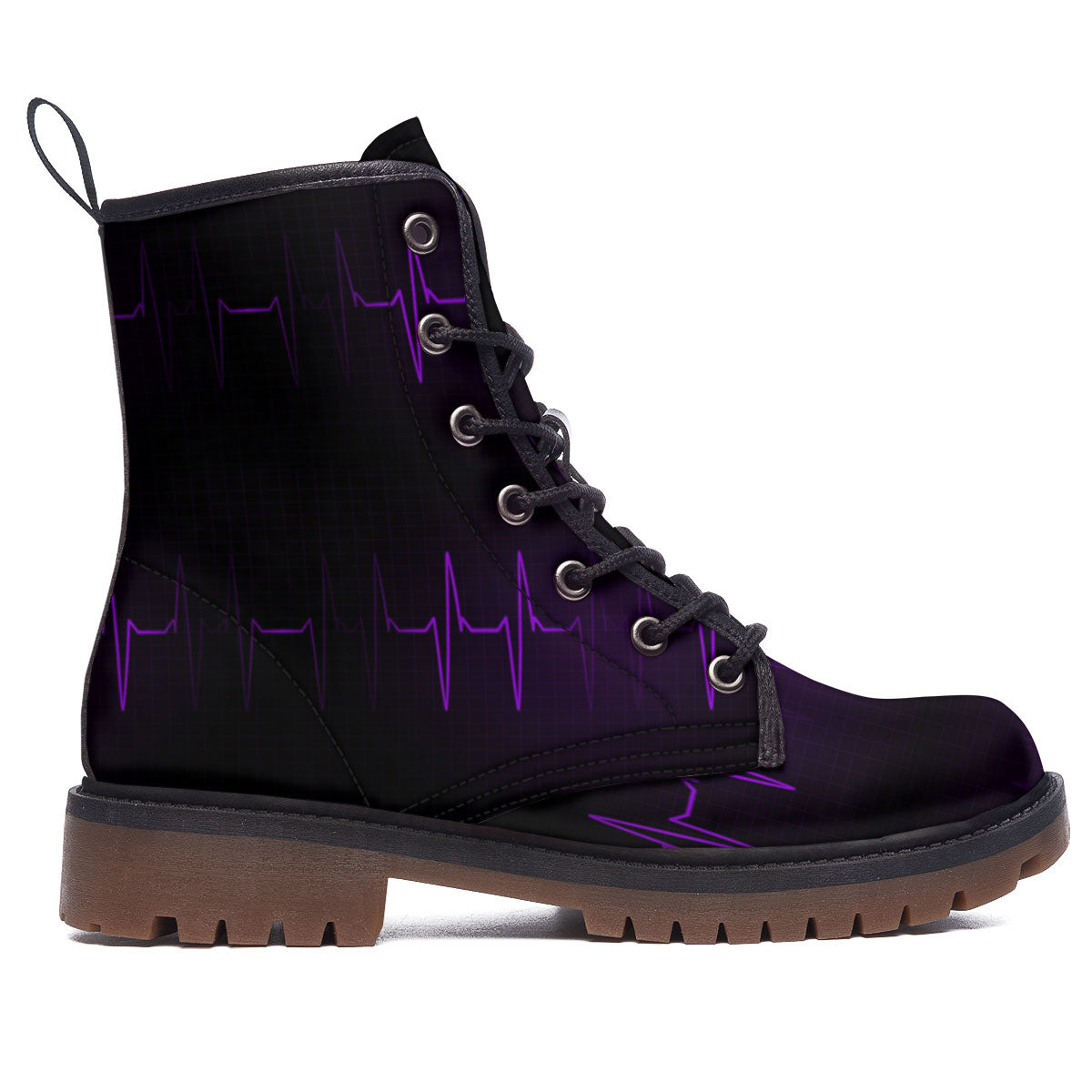 Heartbeat Purple Print Pattern Work Boots-grizzshop