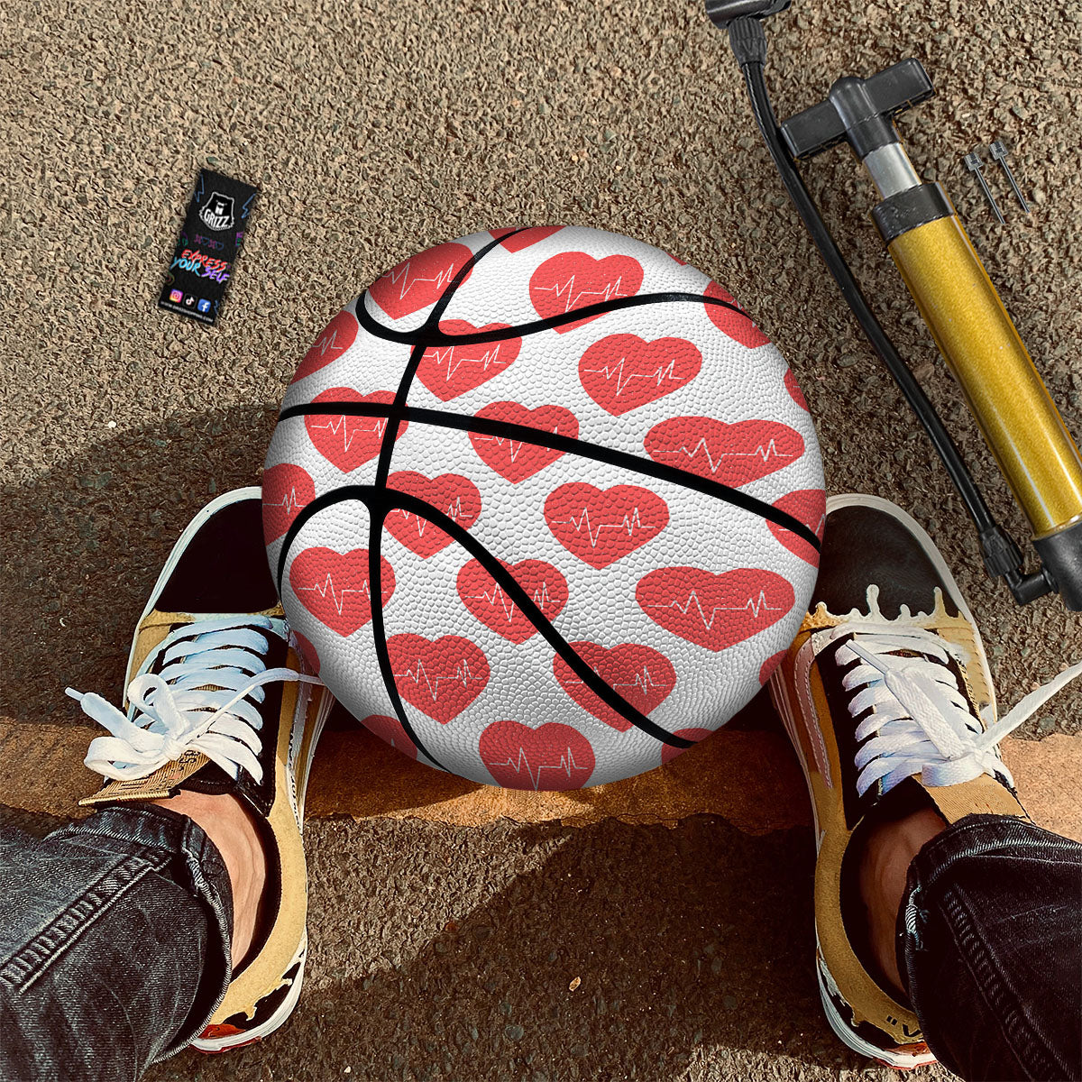 Heartbeat Red Print Pattern Basketball-grizzshop