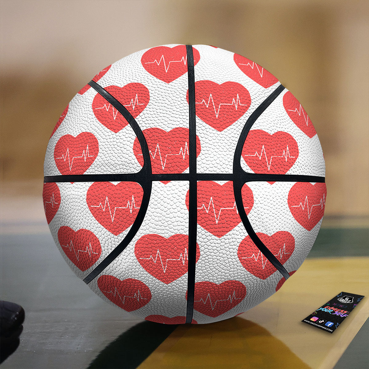 Heartbeat Red Print Pattern Basketball-grizzshop