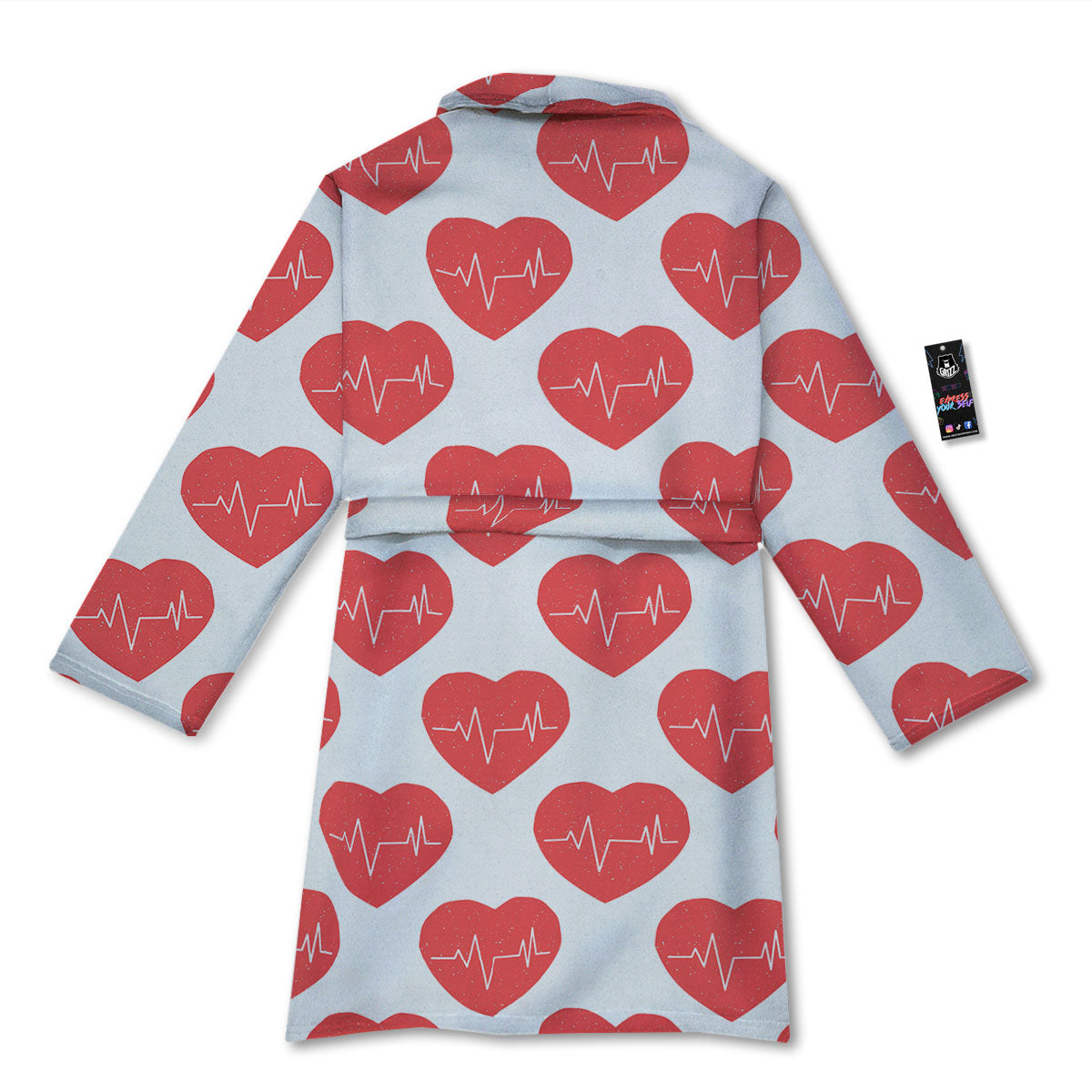 Heartbeat Red Print Pattern Bathrobe-grizzshop