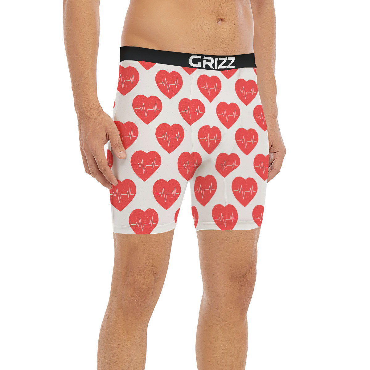 Heartbeat Red Print Pattern Boxer Briefs-grizzshop