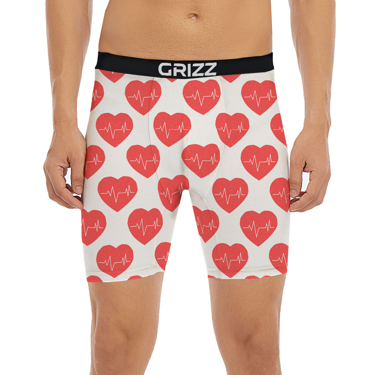 Heartbeat Red Print Pattern Boxer Briefs-grizzshop