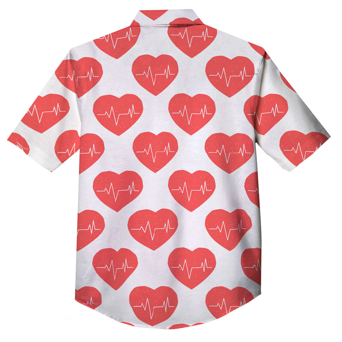 Heartbeat Red Print Pattern Button Up Shirt-grizzshop