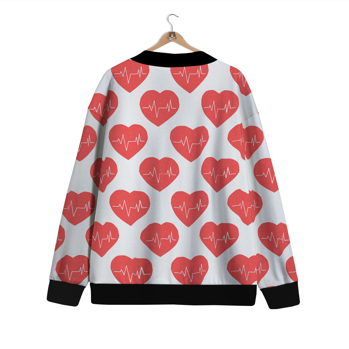 Heartbeat Red Print Pattern Cardigan-grizzshop
