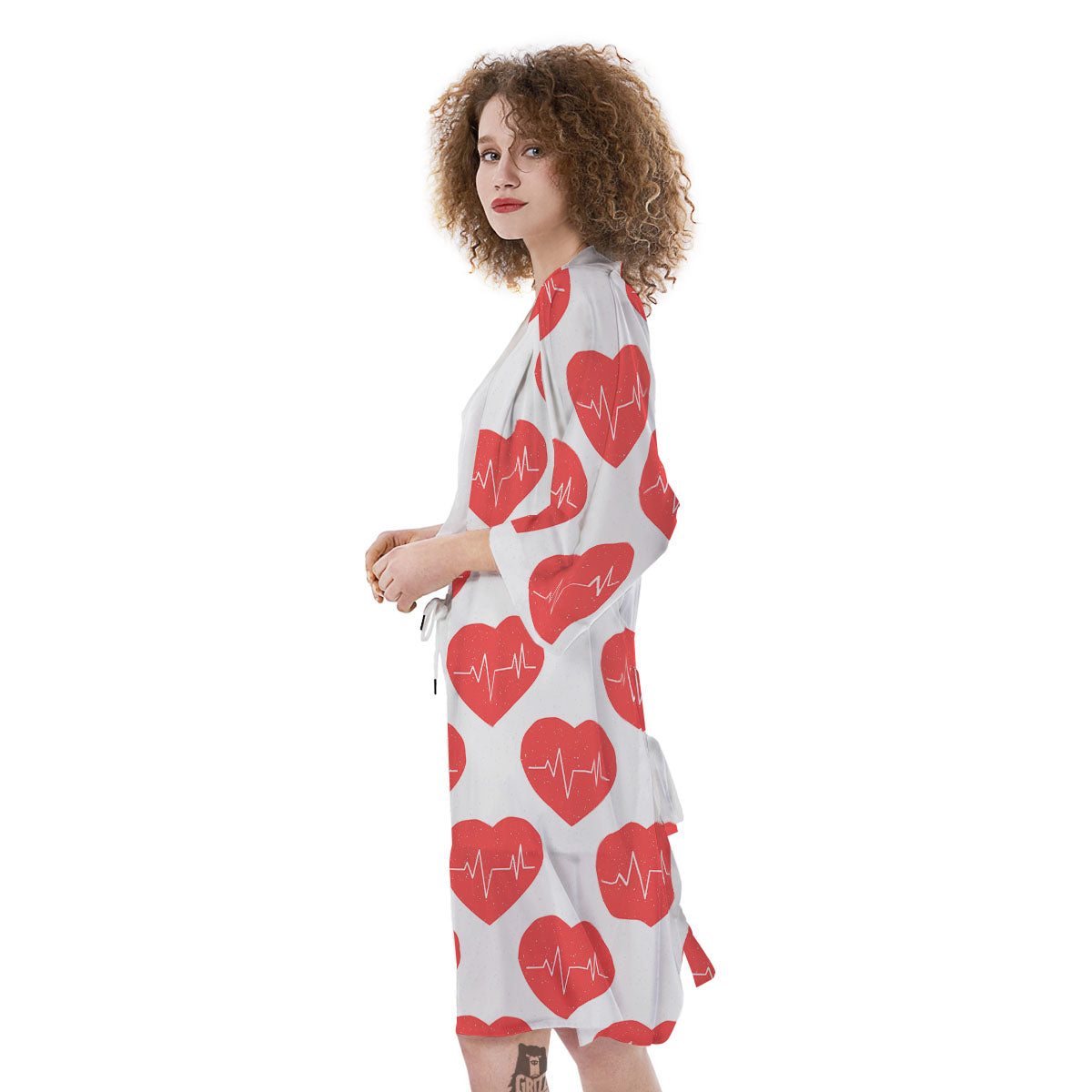 Heartbeat Red Print Pattern Kimono-grizzshop