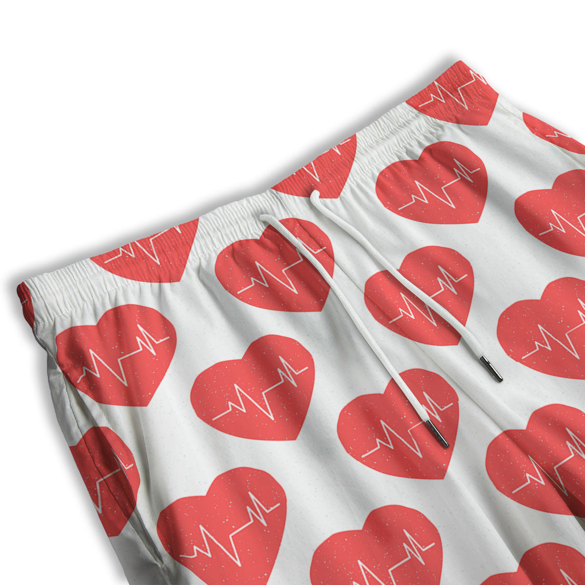 Heartbeat Red Print Pattern Men's Athletic Shorts