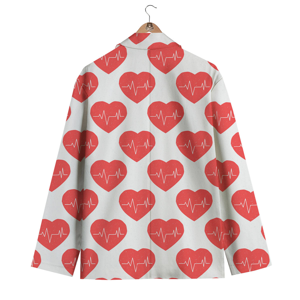Heartbeat Red Print Pattern Men's Blazer-grizzshop