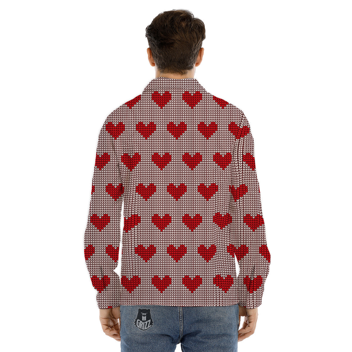 Heartbeat Red Print Pattern Men's Dress Shirts-grizzshop