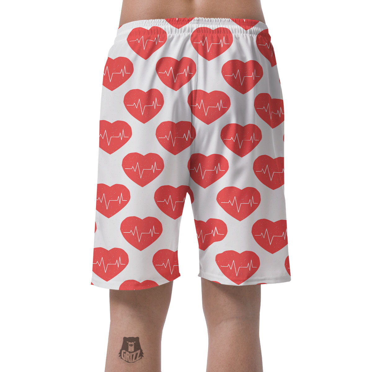 Heartbeat Red Print Pattern Men's Shorts-grizzshop