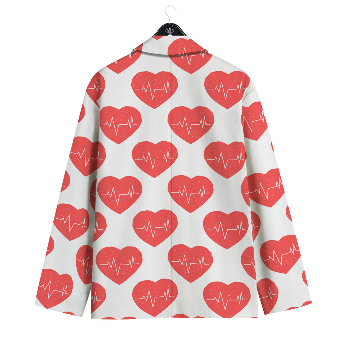 Heartbeat Red Print Pattern Men's Sport Coat-grizzshop