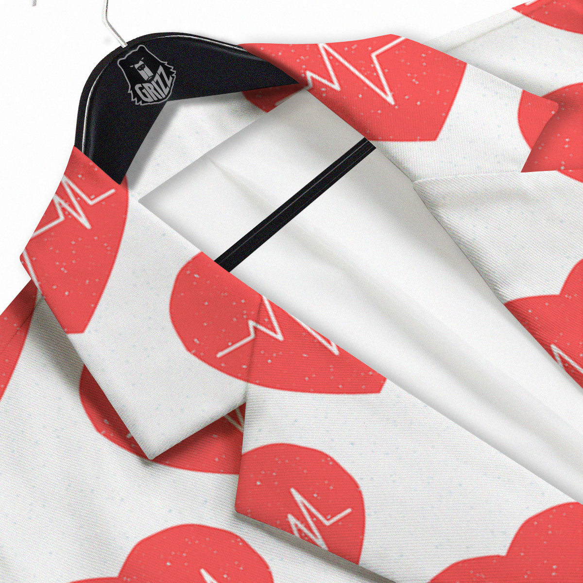 Heartbeat Red Print Pattern Men's Sport Coat-grizzshop