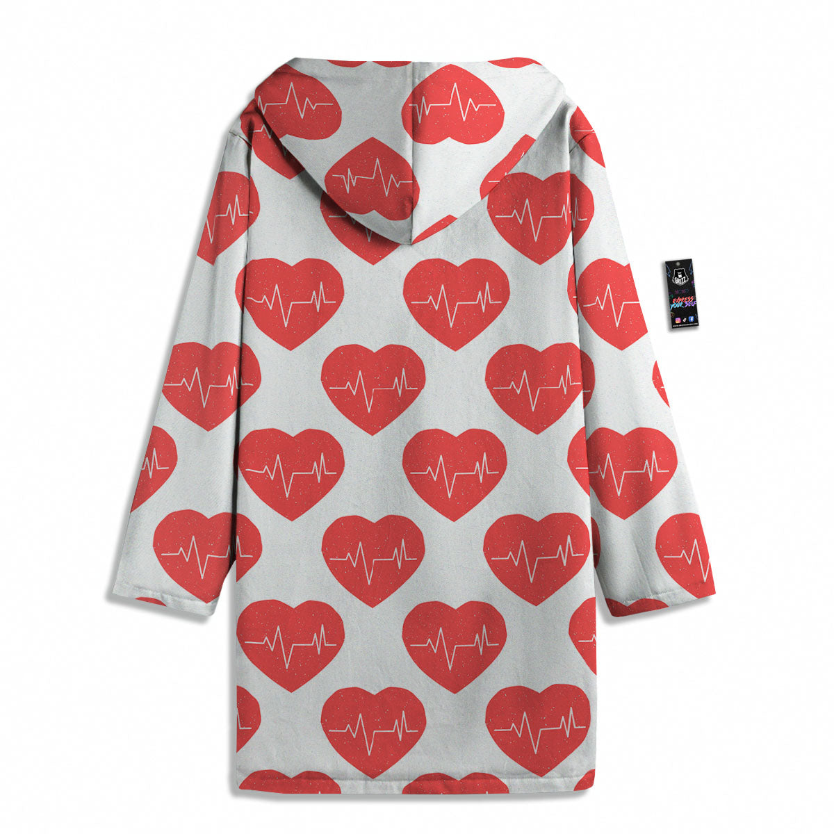 Heartbeat Red Print Pattern Men's Windbreaker Jacket-grizzshop