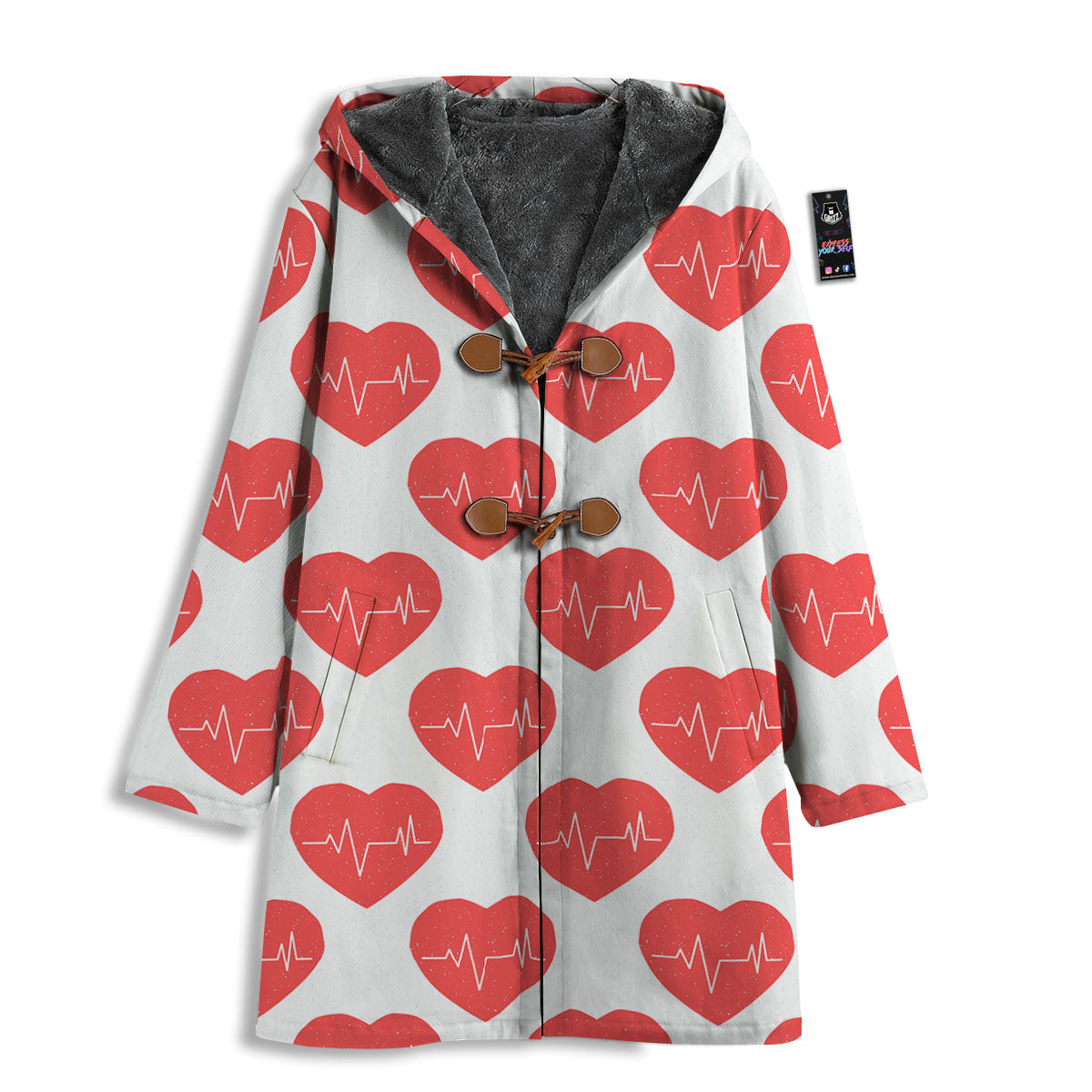 Heartbeat Red Print Pattern Men's Windbreaker Jacket-grizzshop