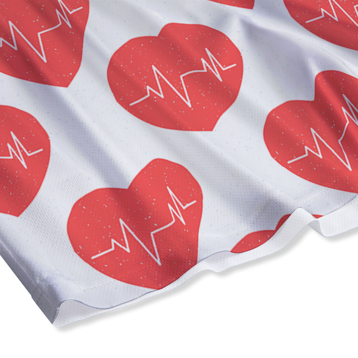 Heartbeat Red Print Pattern Mesh Shorts