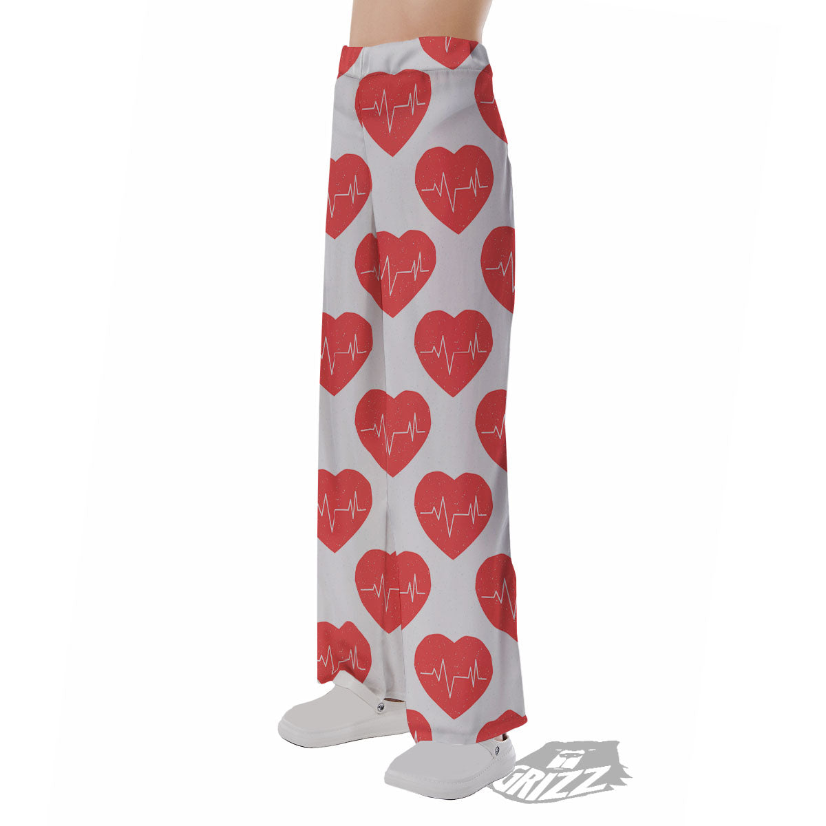 Heartbeat Red Print Pattern Pajama Pants-grizzshop