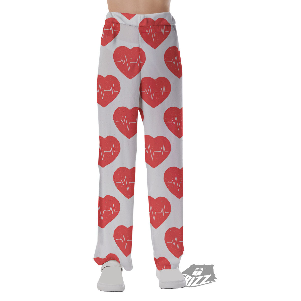 Heartbeat Red Print Pattern Pajama Pants-grizzshop