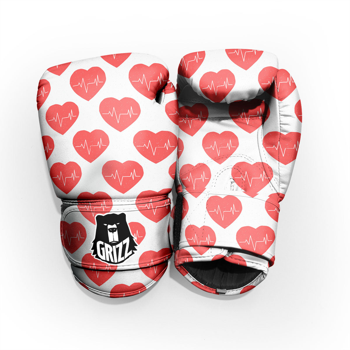 Heartbeat Red Print Pattern Pro Boxing Glove
