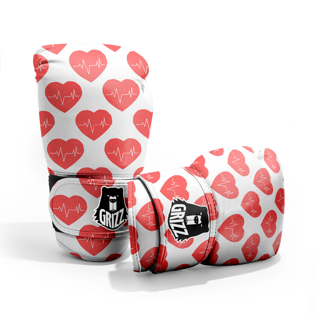 Heartbeat Red Print Pattern Pro Boxing Glove