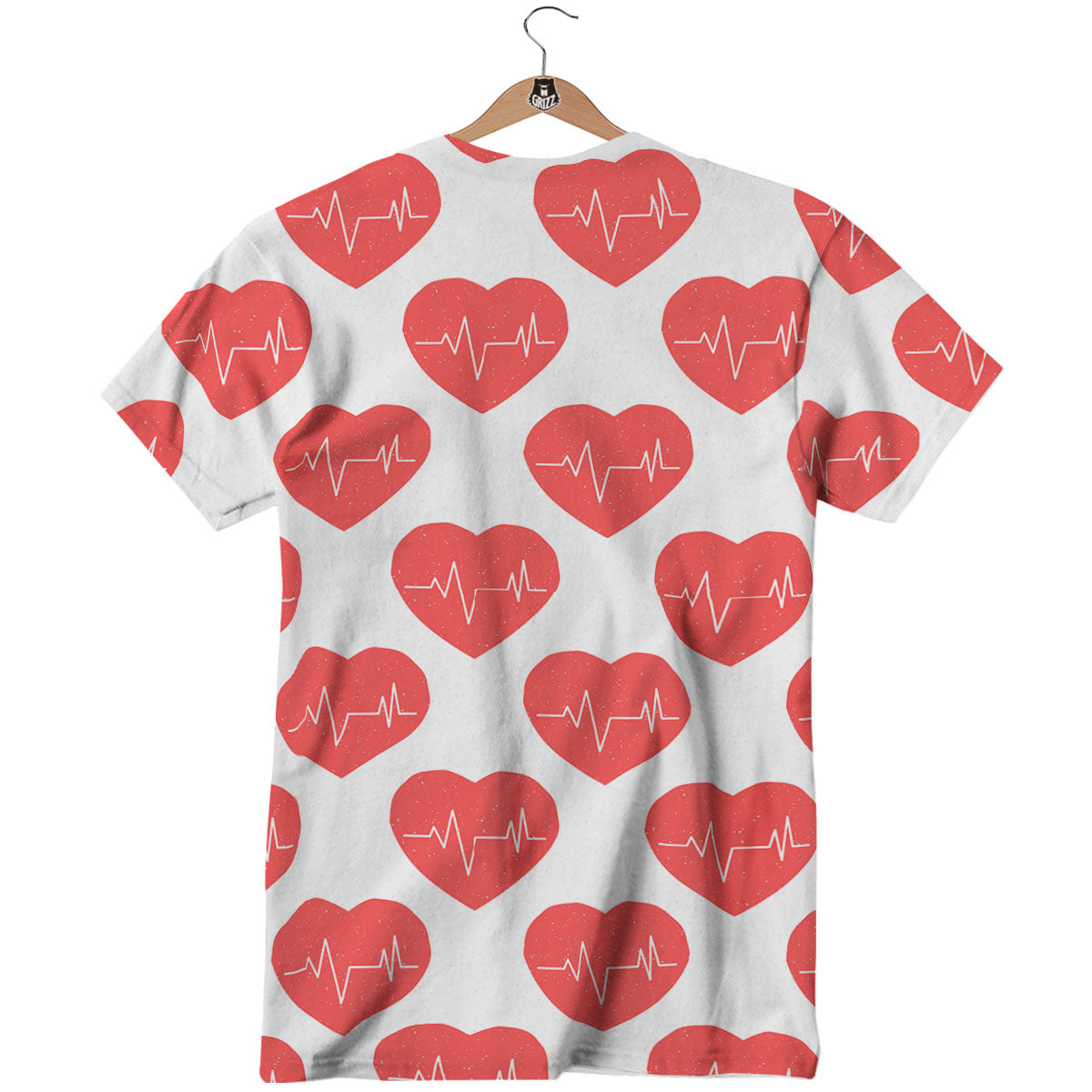 Heartbeat Red Print Pattern T-Shirt-grizzshop