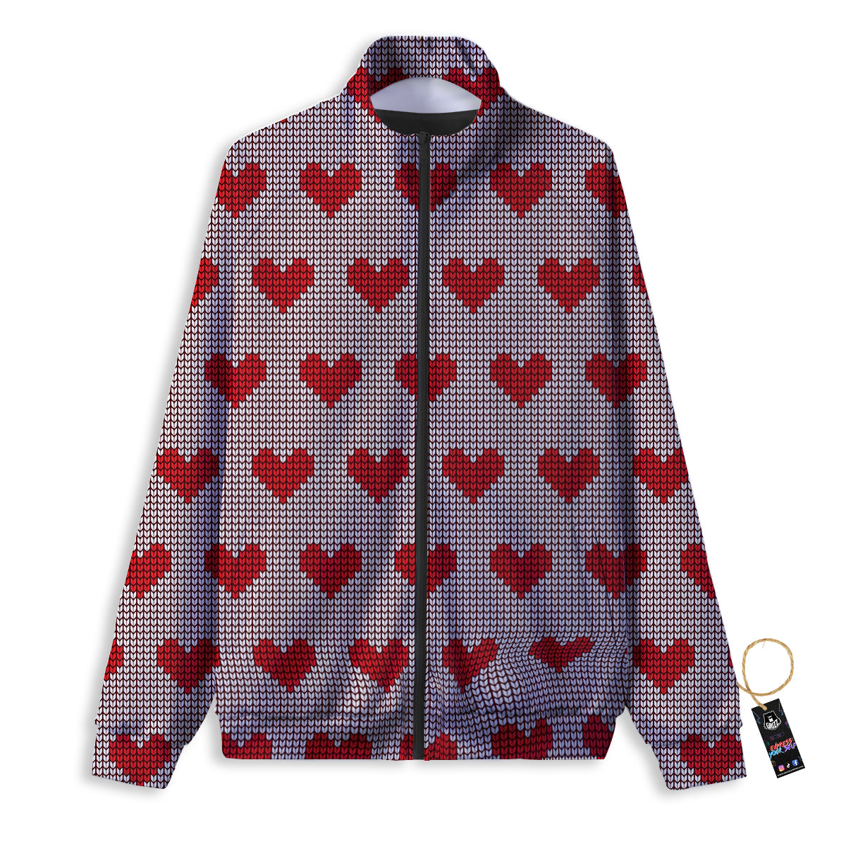 Heartbeat Red Print Pattern Track Jacket-grizzshop