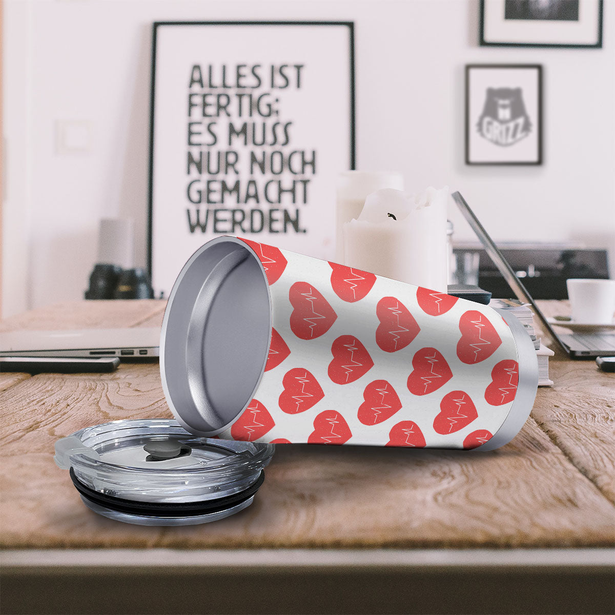 Heartbeat Red Print Pattern Tumbler-grizzshop