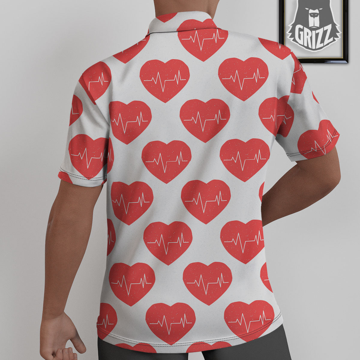 Heartbeat Red Print Pattern Untucked Shirts-grizzshop