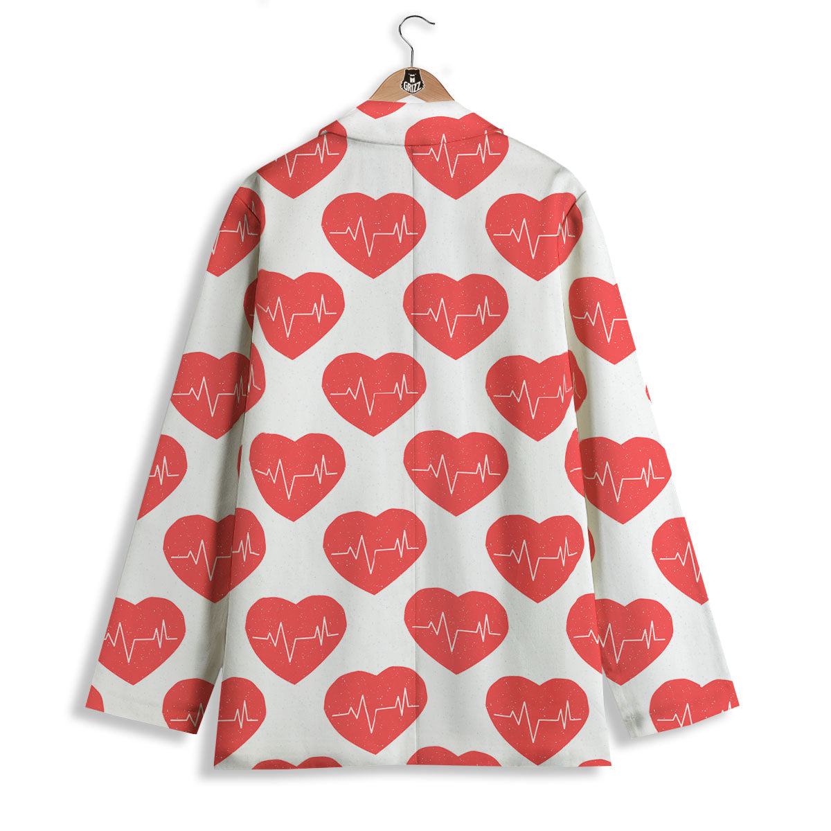 Heartbeat Red Print Pattern Women's Blazer-grizzshop