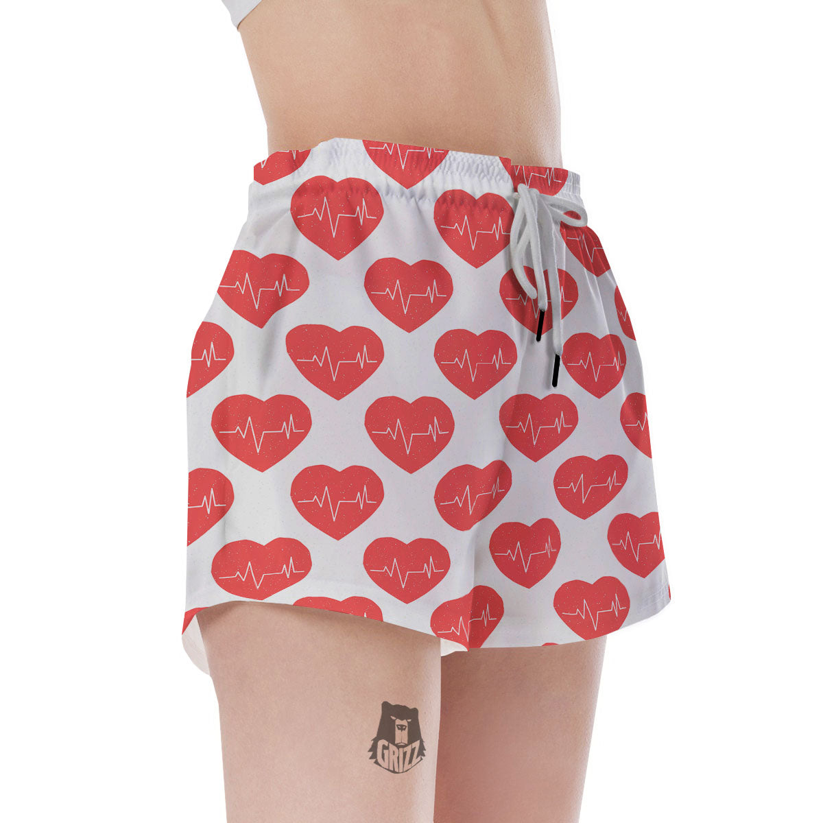 Heartbeat Red Print Pattern Women's Shorts-grizzshop