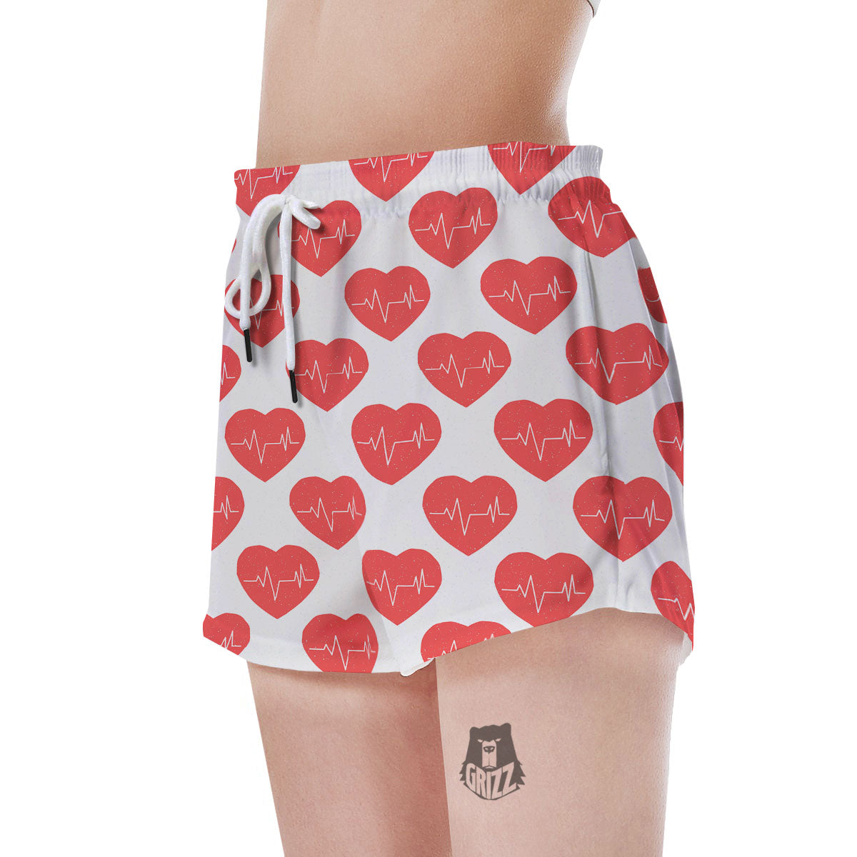 Heartbeat Red Print Pattern Women's Shorts-grizzshop