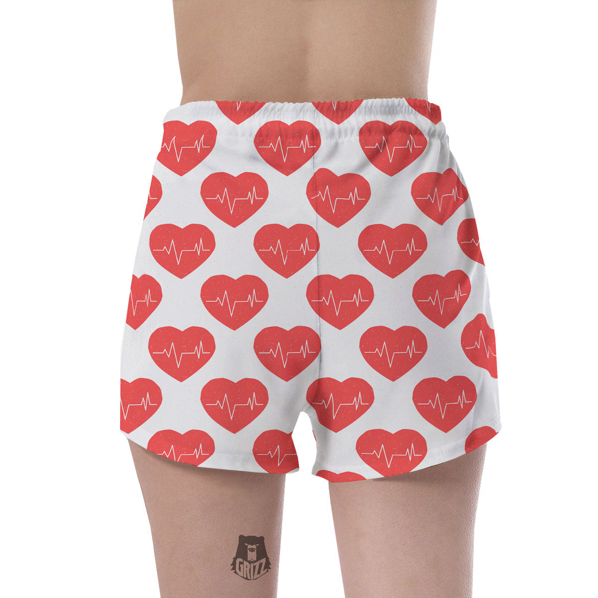 Heartbeat Red Print Pattern Women's Shorts-grizzshop