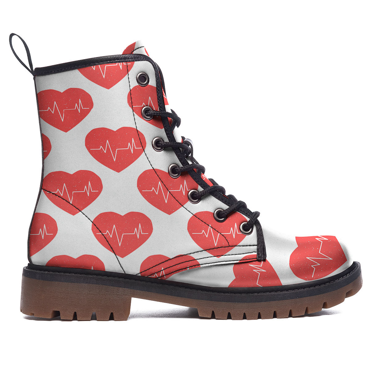 Heartbeat Red Print Pattern Work Boots-grizzshop