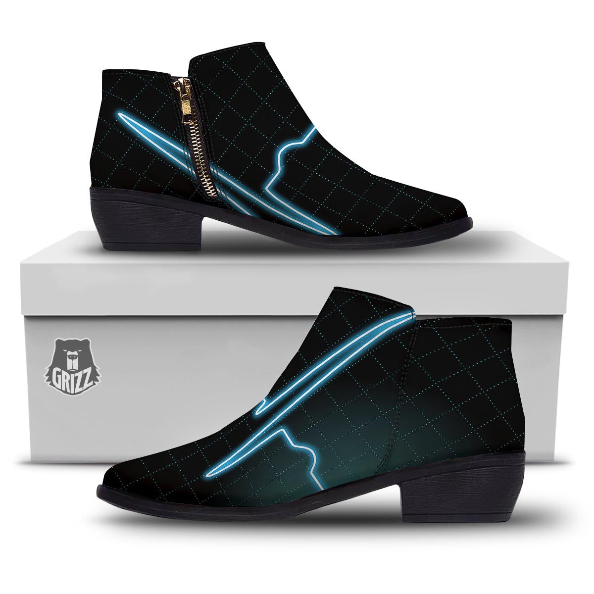 Heartbeat Teal Print Ankle Boots-grizzshop