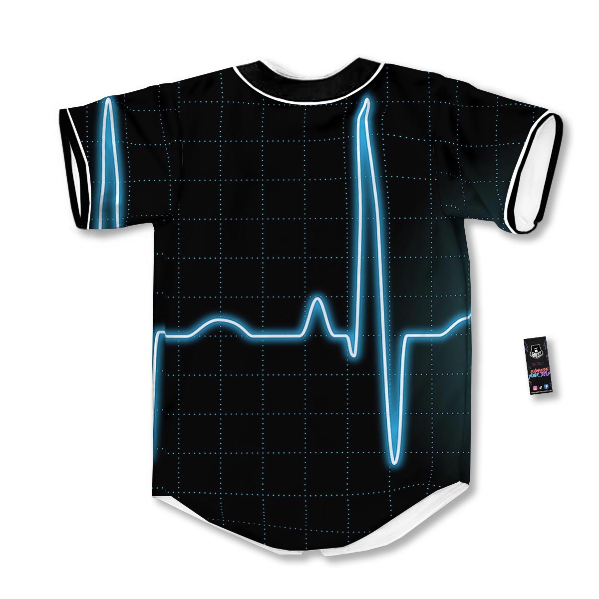 Heartbeat Teal Print Baseball Jersey-grizzshop