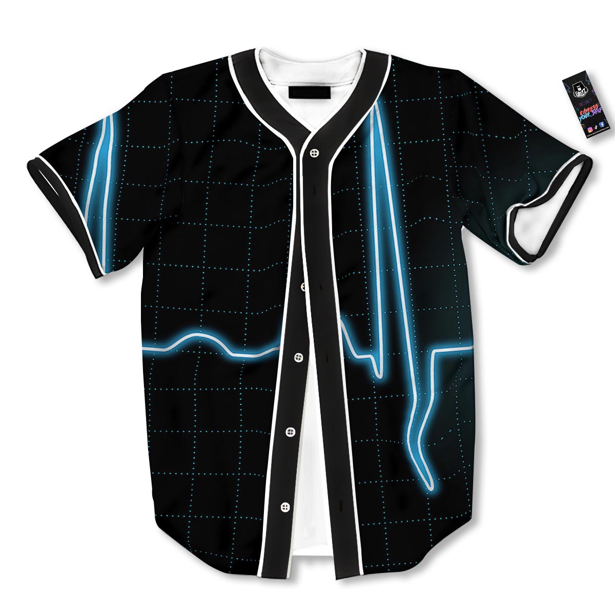 Heartbeat Teal Print Baseball Jersey-grizzshop
