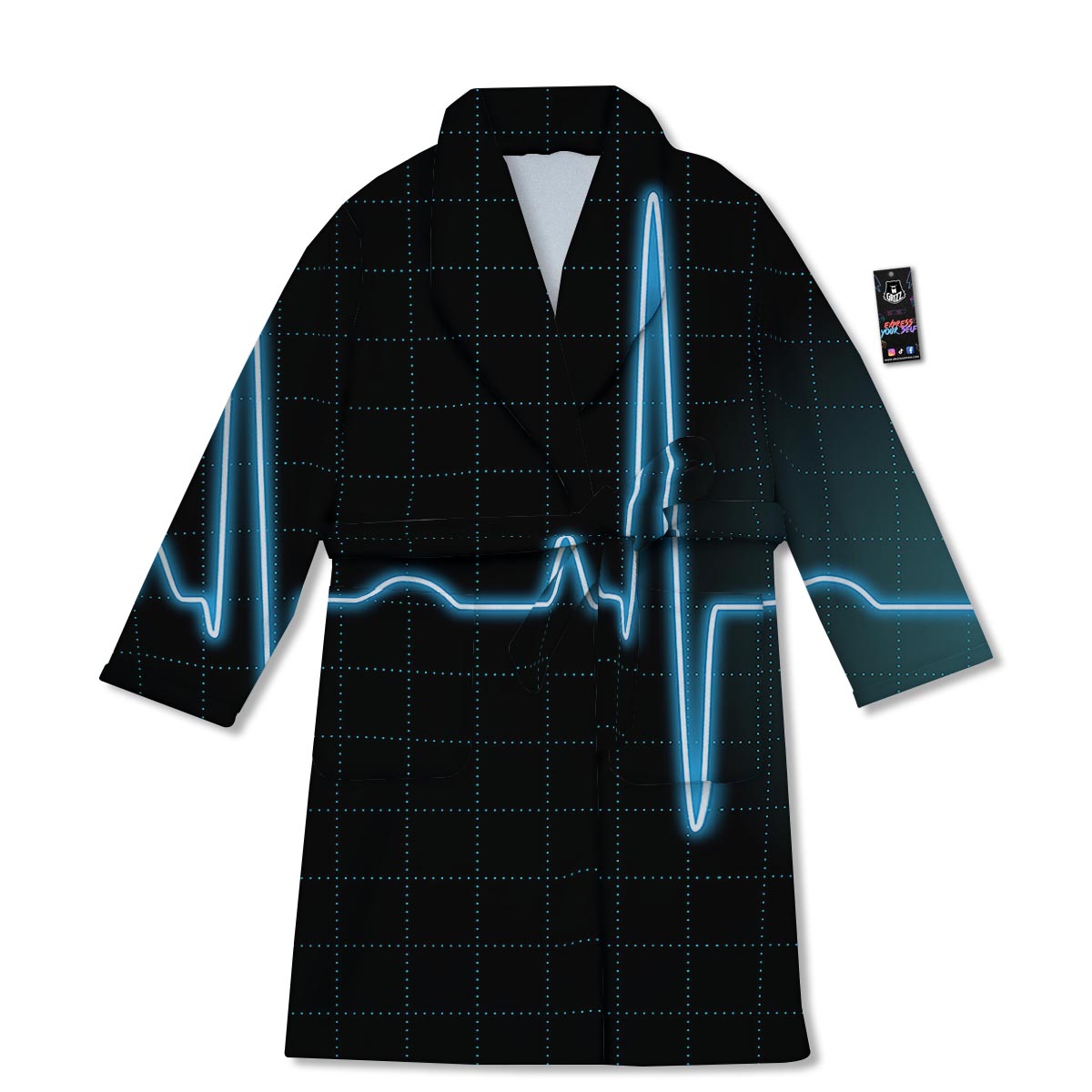 Heartbeat Teal Print Bathrobe-grizzshop