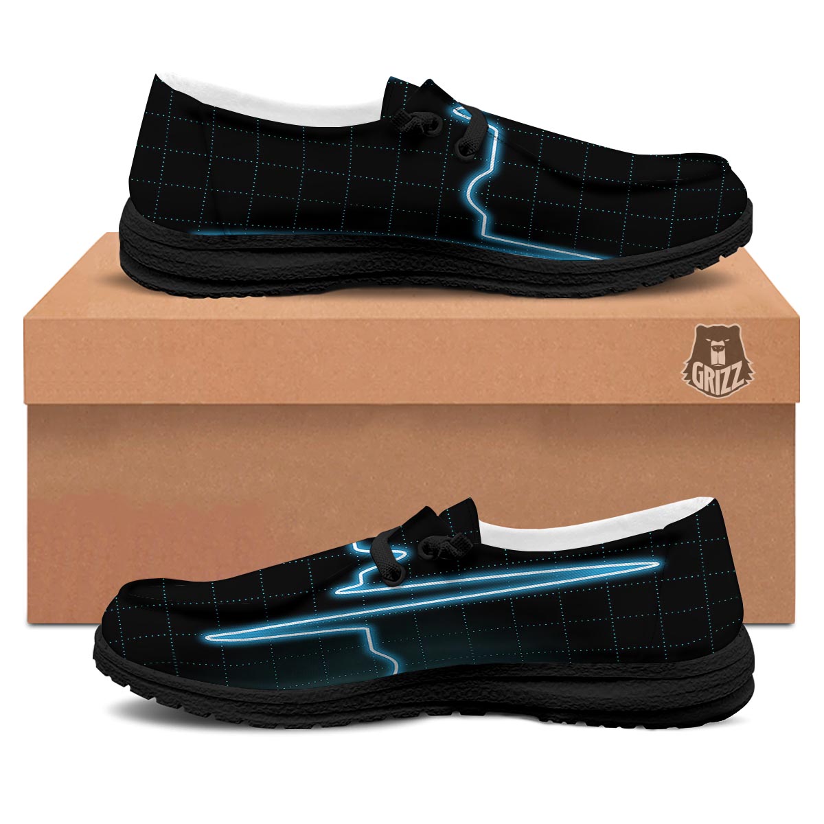 Heartbeat Teal Print Black Loafers-grizzshop