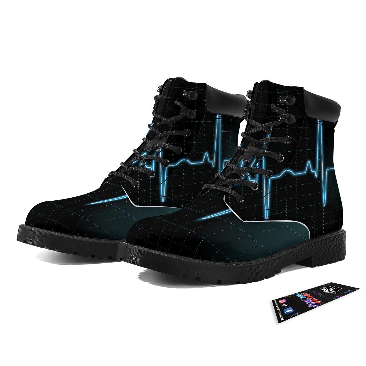 Heartbeat Teal Print Boots-grizzshop
