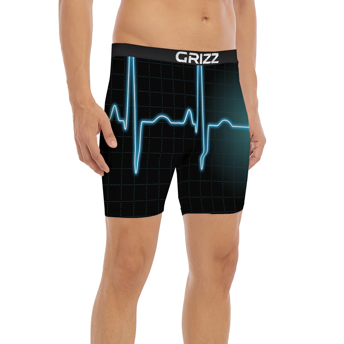Heartbeat Teal Print Boxer Briefs-grizzshop