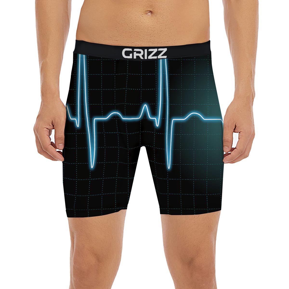 Heartbeat Teal Print Boxer Briefs-grizzshop