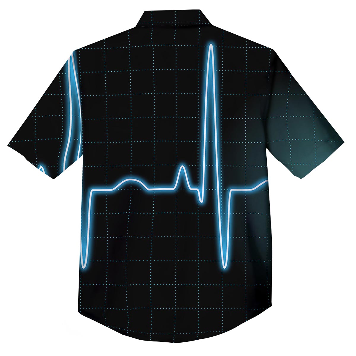 Heartbeat Teal Print Button Up Shirt-grizzshop