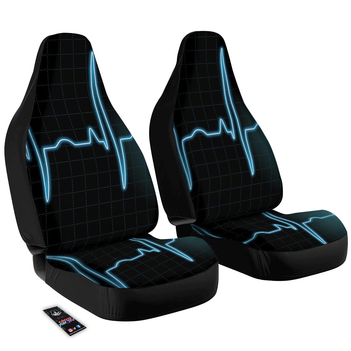 Heartbeat Teal Print Car Seat Covers-grizzshop