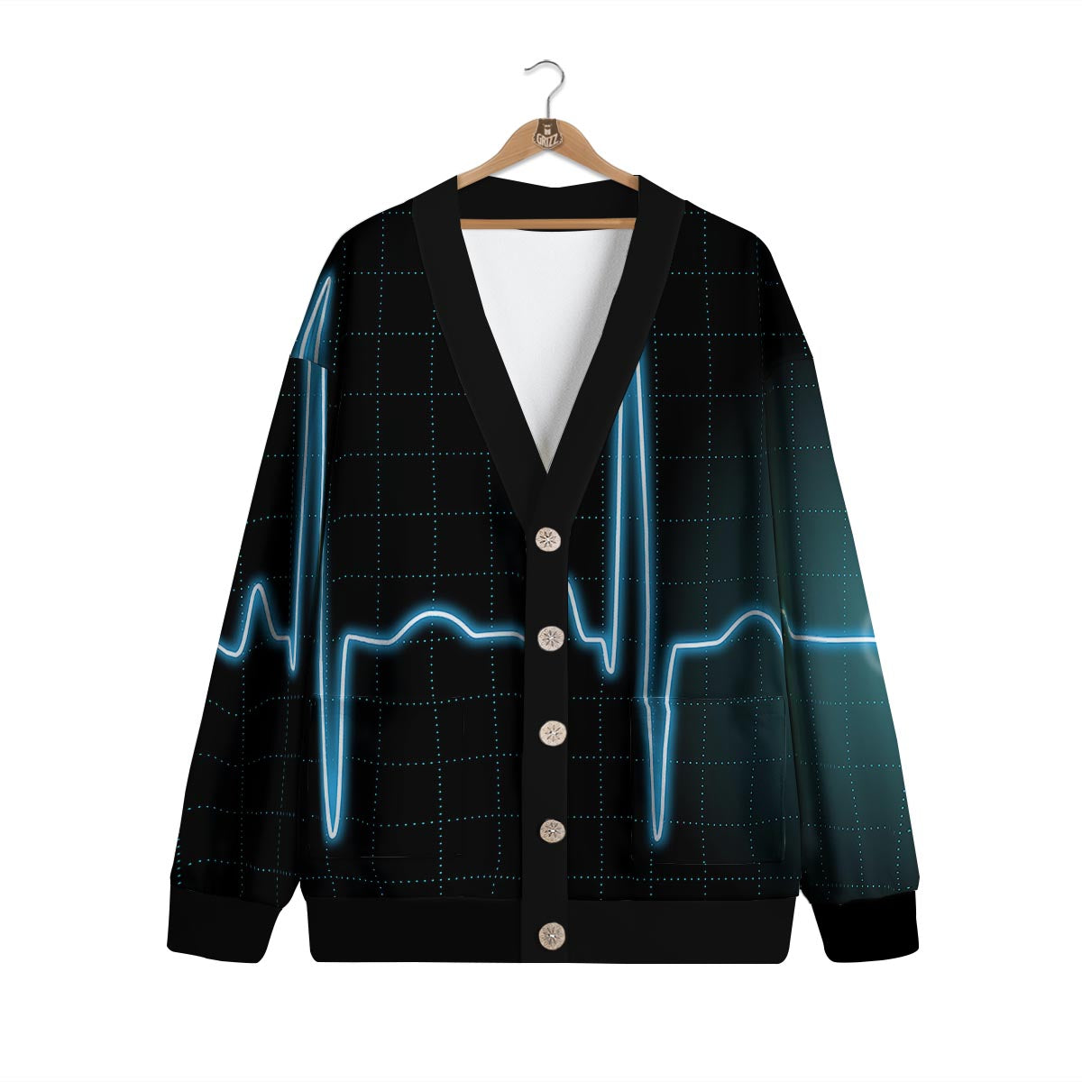 Heartbeat Teal Print Cardigan-grizzshop
