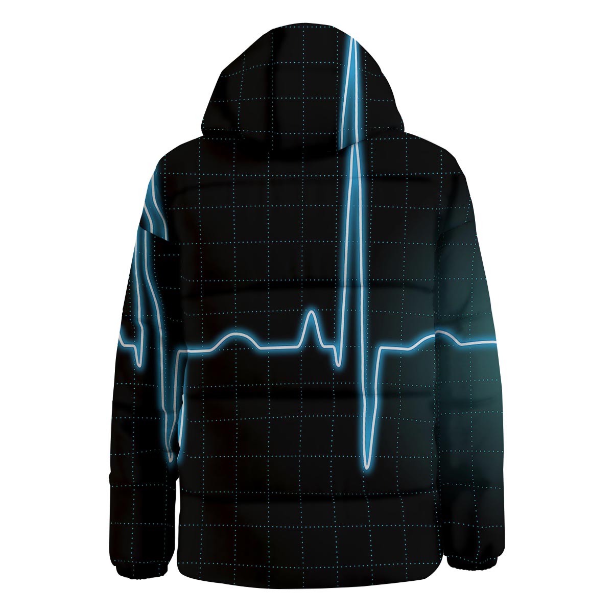 Heartbeat Teal Print Down Jacket-grizzshop