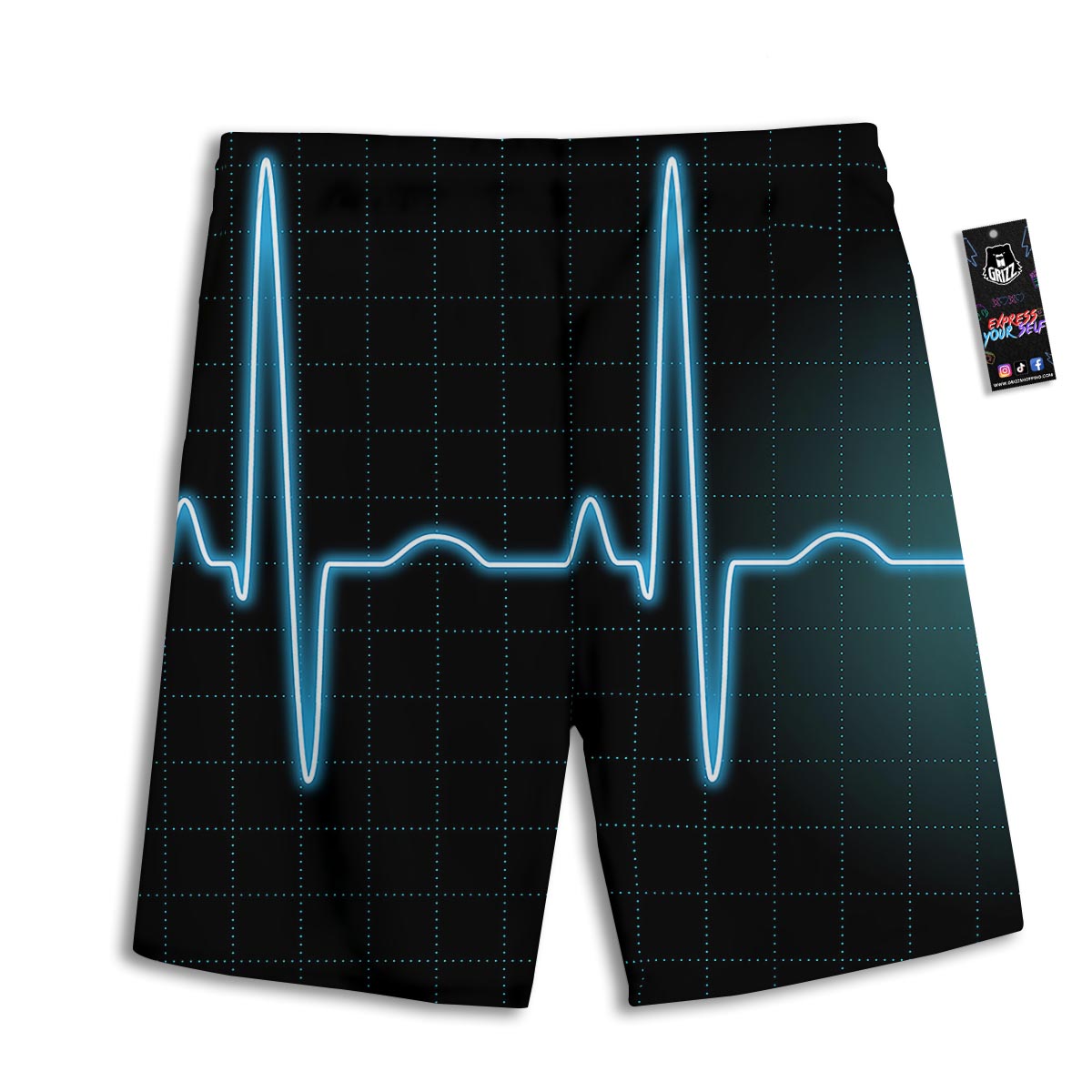 Heartbeat Teal Print Men's Athletic Shorts