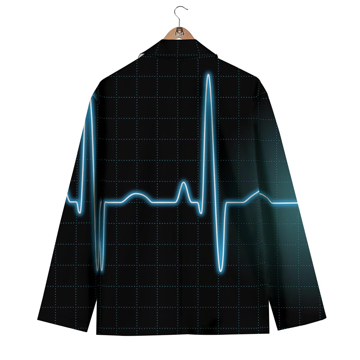 Heartbeat Teal Print Men's Blazer-grizzshop